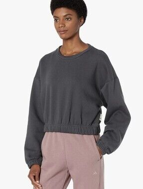 adidas Charcoal Elastic-Hem Women's Crew Sweatshirt